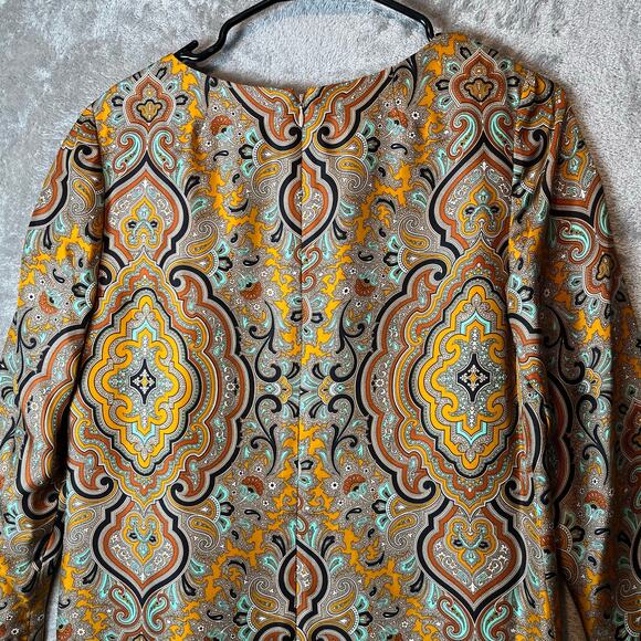 J. Crew Vintage Inspired Mod Boho Psychedelic Paisley Shift Dress Silk Size 4 - Picture 7 of 9